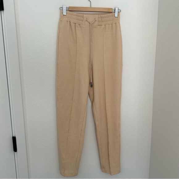 Mango Elastic Waist Pull On Casual Pants Beige Cream Size S Women’s Slim Fit - Picture 1 of 10